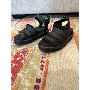 DR. MARTENS BLAIRE SANDALS BLACK HYDRO LEATHER WOMEN'S SIZE 38 EU/ 7 US